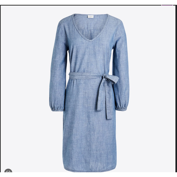 J. Crew Chambray Long Sleeve Dress Blue Small - Picture 1 of 4